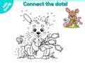 Easter kids game Connect the dots and draw hare Royalty Free Stock Photo