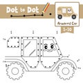 Dot to dot educational game and Coloring book Armored Car cartoon character side view vector illustration Royalty Free Stock Photo