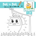 Dot to dot educational game and Coloring book Cable Car cartoon character perspective view vector illustration Royalty Free Stock Photo