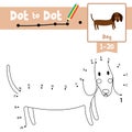 Dot to dot educational game and Coloring book Dachshund animal cartoon character vector illustration Royalty Free Stock Photo