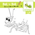 Dot to dot educational game and Coloring book Grasshopper animal cartoon character vector illustration Royalty Free Stock Photo