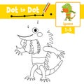 Dot to dot educational game and Coloring book Iguana standing on two legs animal cartoon character vector illustration Royalty Free Stock Photo