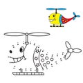 Dot to dot game, helicopter coloring book for