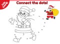 Dot to dot kids game with running Santa Claus Royalty Free Stock Photo