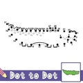 Dot to dot numbers game with cute alligator. Connect the dots activity page for kids