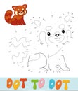 Dot to dot puzzle. Connect dots game. Red panda vector illustration Royalty Free Stock Photo