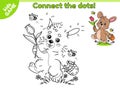 Easter kids game Connect the dots and draw rabbit Royalty Free Stock Photo