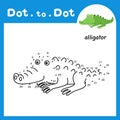 Dot to dot educational game and coloring book of alligator animal cartoon