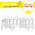 Dot to dot educational game and Coloring book Bus cartoon character side view vector illustration Royalty Free Stock Photo