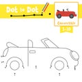 Dot to dot educational game and Coloring book Convertible cartoon character side view vector illustration