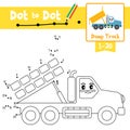 Dot to dot educational game and Coloring book Dump Truck  cartoon character side view vector illustration Royalty Free Stock Photo