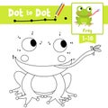 Dot to dot educational game and Coloring book Frog eating fly animal cartoon character vector illustration Royalty Free Stock Photo