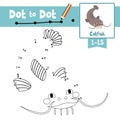 Dot to dot educational game and Coloring book Funny Catfish animal cartoon character vector illustration Royalty Free Stock Photo