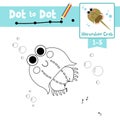 Dot to dot educational game and Coloring book Horseshoe Crab animal cartoon character vector illustration