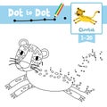 Dot to dot educational game and Coloring book Jumping Cheetah animal cartoon character vector illustration Royalty Free Stock Photo