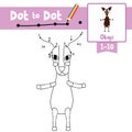 Dot to dot educational game and Coloring book Okapi standing on two legs animal cartoon character vector illustration Royalty Free Stock Photo