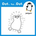 Dot to dot educational game and coloring book of penguin animal