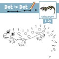 Dot to dot educational game and Coloring book Salamander animal cartoon character vector illustration Royalty Free Stock Photo