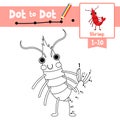Dot to dot educational game and Coloring book Shrimp animal cartoon character vector illustration