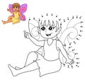 Dot to Dot Fairy Sitting Coloring Page for Kids Royalty Free Stock Photo