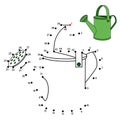 Dot to dot game with cartoon Watering Can. Connect the dots by numbers and finish picture. Education Game with answer for kids.