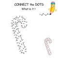 Dot to dot game. Christmas candy cane. Connect all dots and you see which winter symbol is hidden on the picture. Join the dots Royalty Free Stock Photo