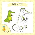 Dot to dot Game. Crocodile. Connect the dots by numbers to draw the animal. Education Game and Coloring Page