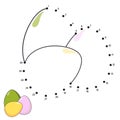 Dot to dot Game. Easter eggs. Connect the dots by numbers to draw the cartoon Paschal Eggs. Logic Game and Coloring Page
