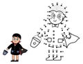 Dot to dot game for kids. Connect the dots and draw a cute kid in vampire costume