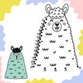 Dot to dot game for kids with cute llama Royalty Free Stock Photo