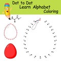 Dot to dot game with letters for kids. Learning the uppercase letters of the English alphabet with cute cartoon Sheep. Logic Game Royalty Free Stock Photo