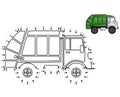 Dot to Dot Garbage Truck Isolated Coloring Page