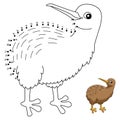 Dot to Dot Kiwi Animal Coloring Page for Kids