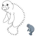 Dot to Dot Manatee Coloring Page for Kids