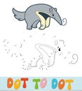 Dot to dot puzzle. Connect dots game. ant-eater vector illustration Royalty Free Stock Photo