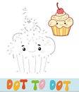 Dot to dot puzzle. Connect dots game. cake vector illustration