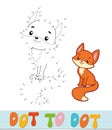 Dot to dot puzzle. Connect dots game. fox vector illustration