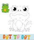 Dot to dot puzzle. Connect dots game. frog vector illustration