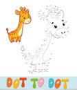 Dot to dot puzzle. Connect dots game. giraffe vector illustration Royalty Free Stock Photo
