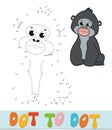 Dot to dot puzzle. Connect dots game. gorilla vector illustration Royalty Free Stock Photo