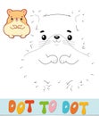 Dot to dot puzzle. Connect dots game. hamster vector illustration