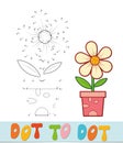 Dot to dot puzzle. Connect dots game. potted flower vector illustration