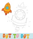 Dot to dot puzzle. Connect dots game. rocket vector illustration