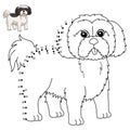 Dot to Dot Shih Tzu Coloring Page for Kids