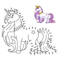 Dot to Dot Unicorn Princess Isolated Coloring Royalty Free Stock Photo