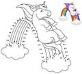 Dot to Dot Unicorn Sliding The Rainbow Isolated Royalty Free Stock Photo