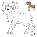 Dot to Dot Urial Animal Isolated Coloring Page