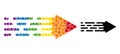Dot Transition Arrow Collage Icon of Bright Spheres