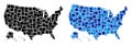 Dot USA With Alaska Map with Blue Variant