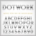 Dot Work Alphabet in 80s Retro Futurism style Royalty Free Stock Photo